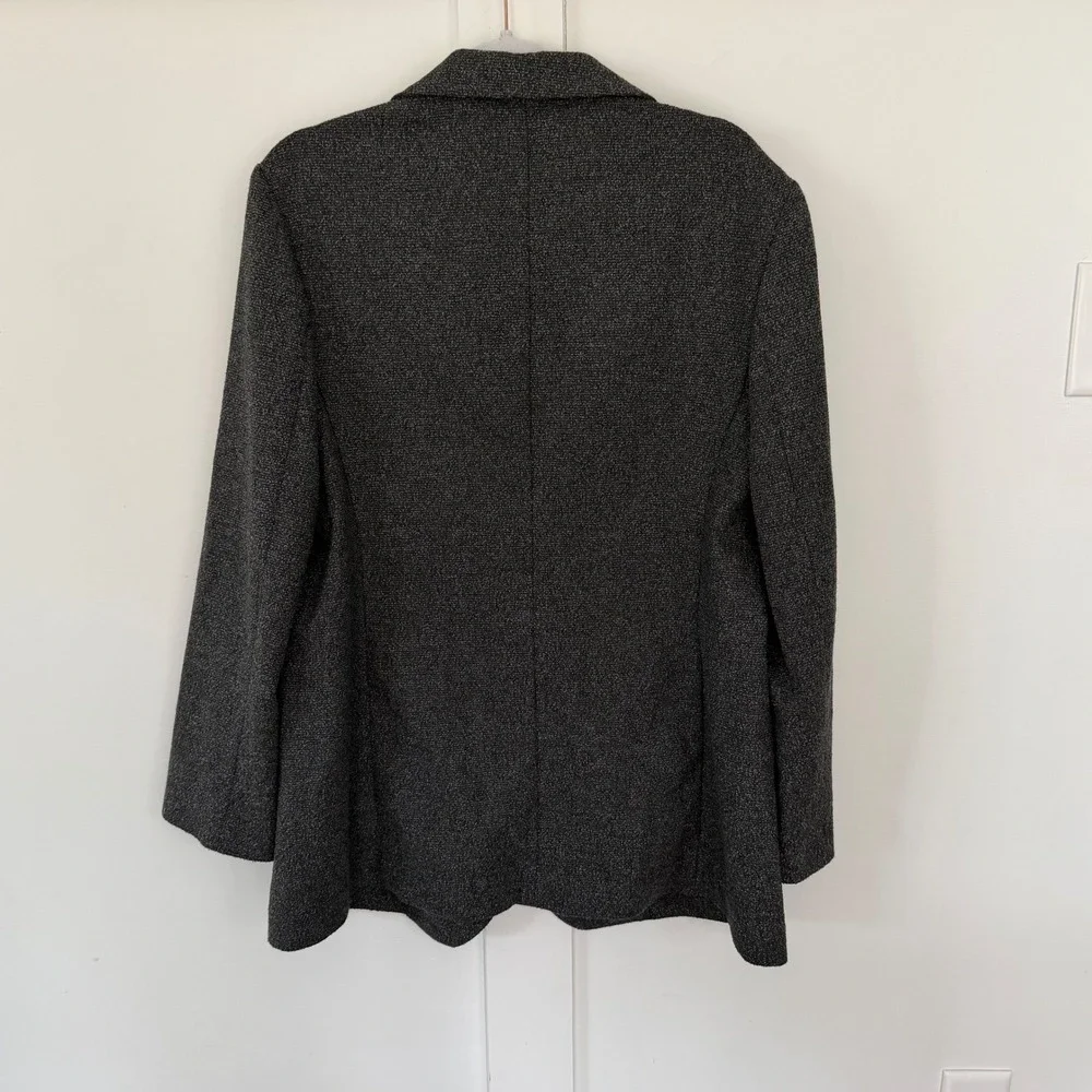 J. Jill Blazer Jacket Gray‎ Career Office Wool Blend Knit Classic Stretch Medium